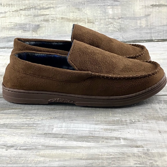 Men’s Moccasin Slipper House Shoe Indoor Outdoor Foam Hard Sole Cozy Loafer - Picture 9 of 16